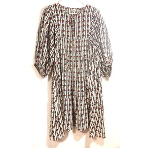 KARNI Floral Block Print Peasant Dress M